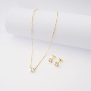 Set Collana e Orecchini Punto Luce Quadrato in Argento925 e Zirconi – Oro