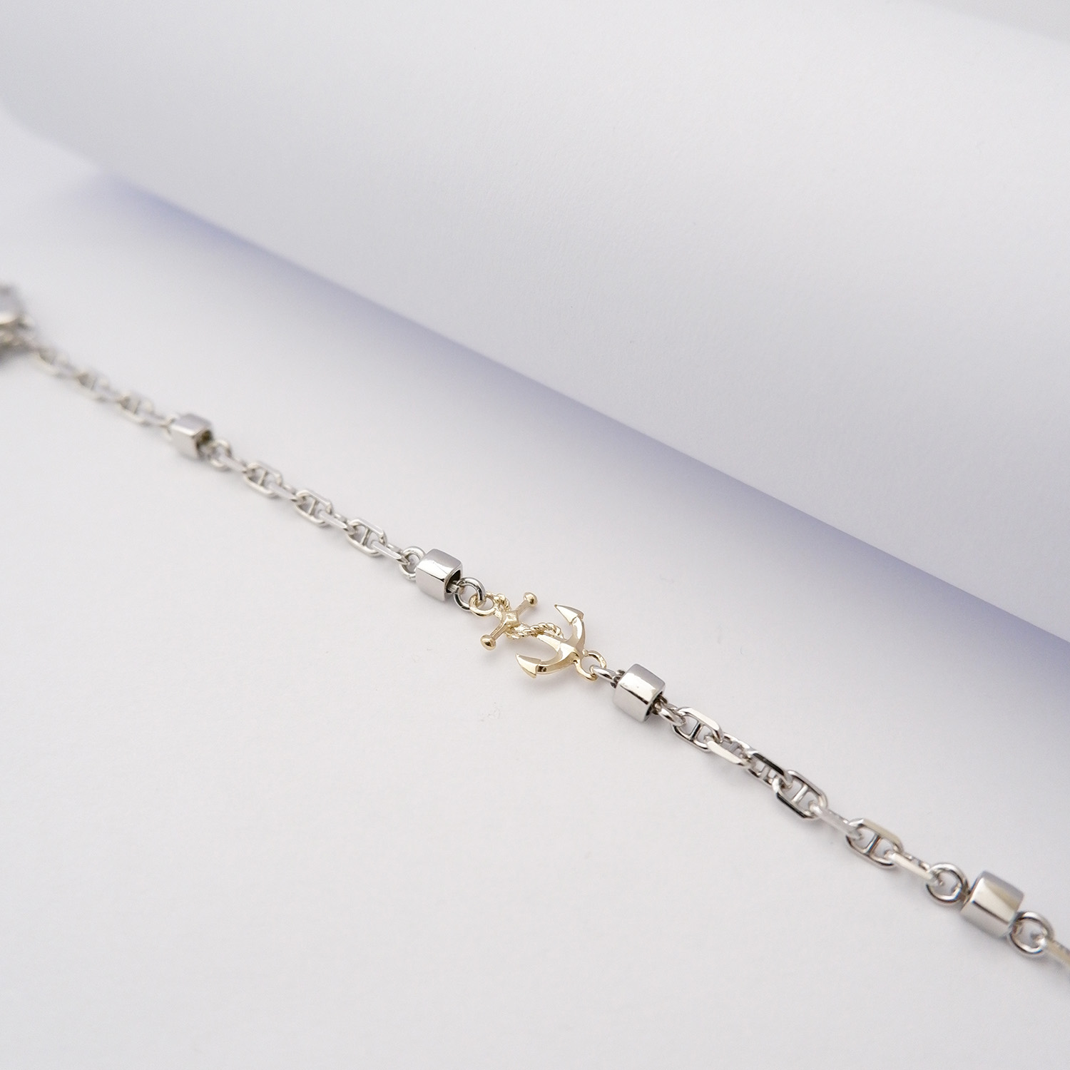 Bracciale Uomo Ancora in Argento925 e Oro