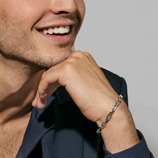 STRONG DIAMOND Bracciale Catena e Diamanti Neri - immagine 2