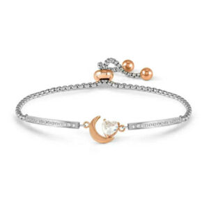 MILLELUCI Bracciale Luna e Cuore zircone