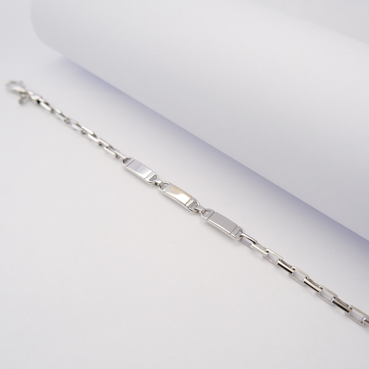 Bracciale Uomo Catena con 3 Targhette in Argento925 e Oro