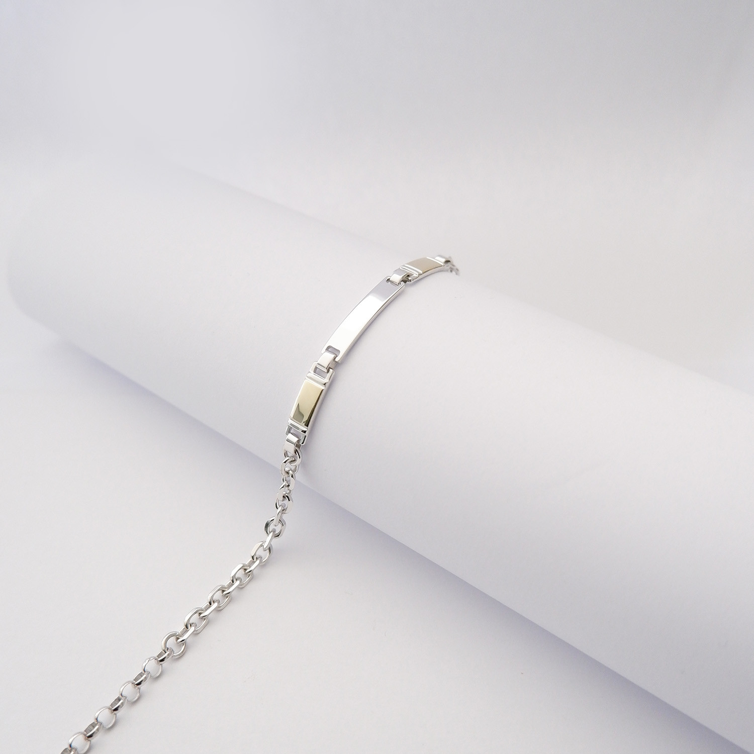 Bracciale Uomo Catena con Targa in Argento925 e Oro