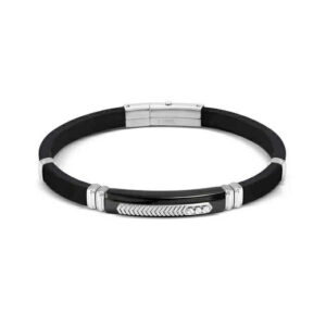 CITY Bracciale con Placca Centrale Nera e Viti