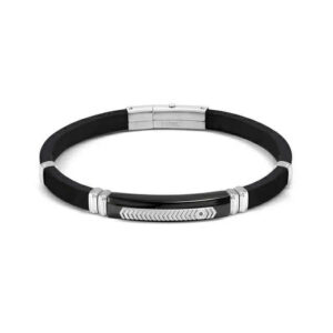 CITY Bracciale con Placca Centrale Nera e Zircone