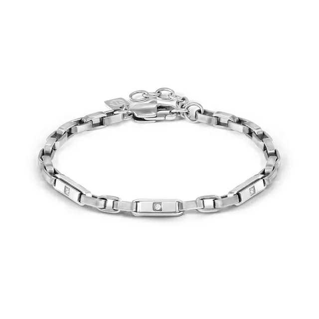 MANVISION Bracciale Catena con Zirconi bianchi