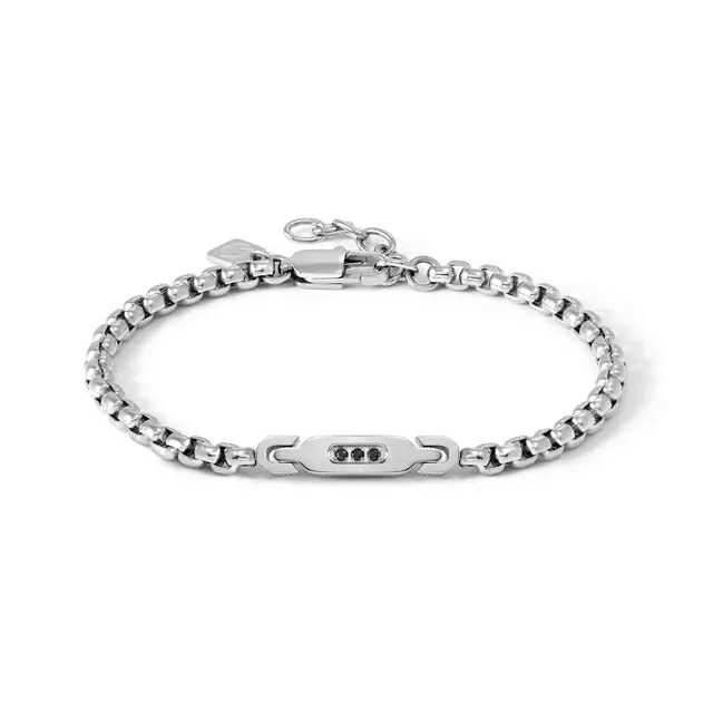 MANVISION Bracciale con 3 Zirconi neri