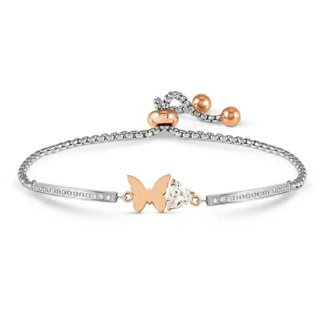 MILLELUCI Bracciale Farfalla con Cuore zircone