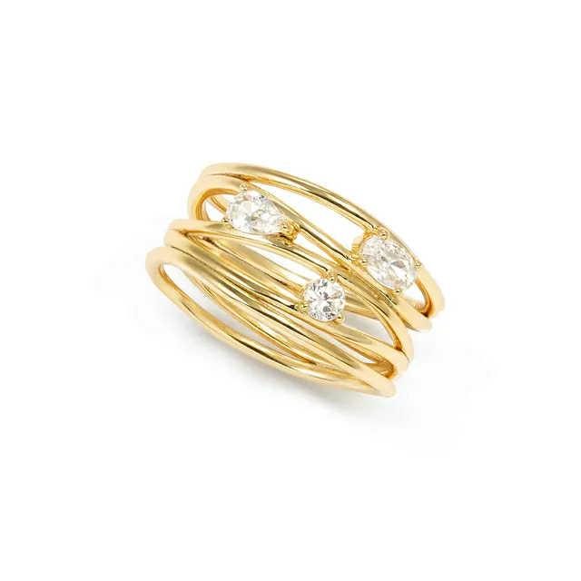 MY REBEL ART Anello Fascia Oro con Pietre