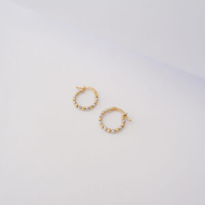 Orecchini a cerchio in oro 18kt – Mini Sfere Diamantate Bicolor