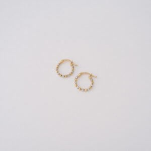 Orecchini a cerchio in oro 18kt – Mini Sfere Diamantate Bicolor
