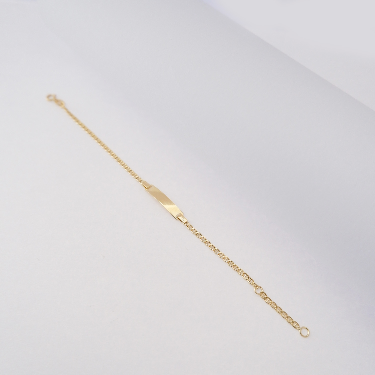 Bracciale Bimbo Targhetta Catena con barretta centrale in oro 18kt