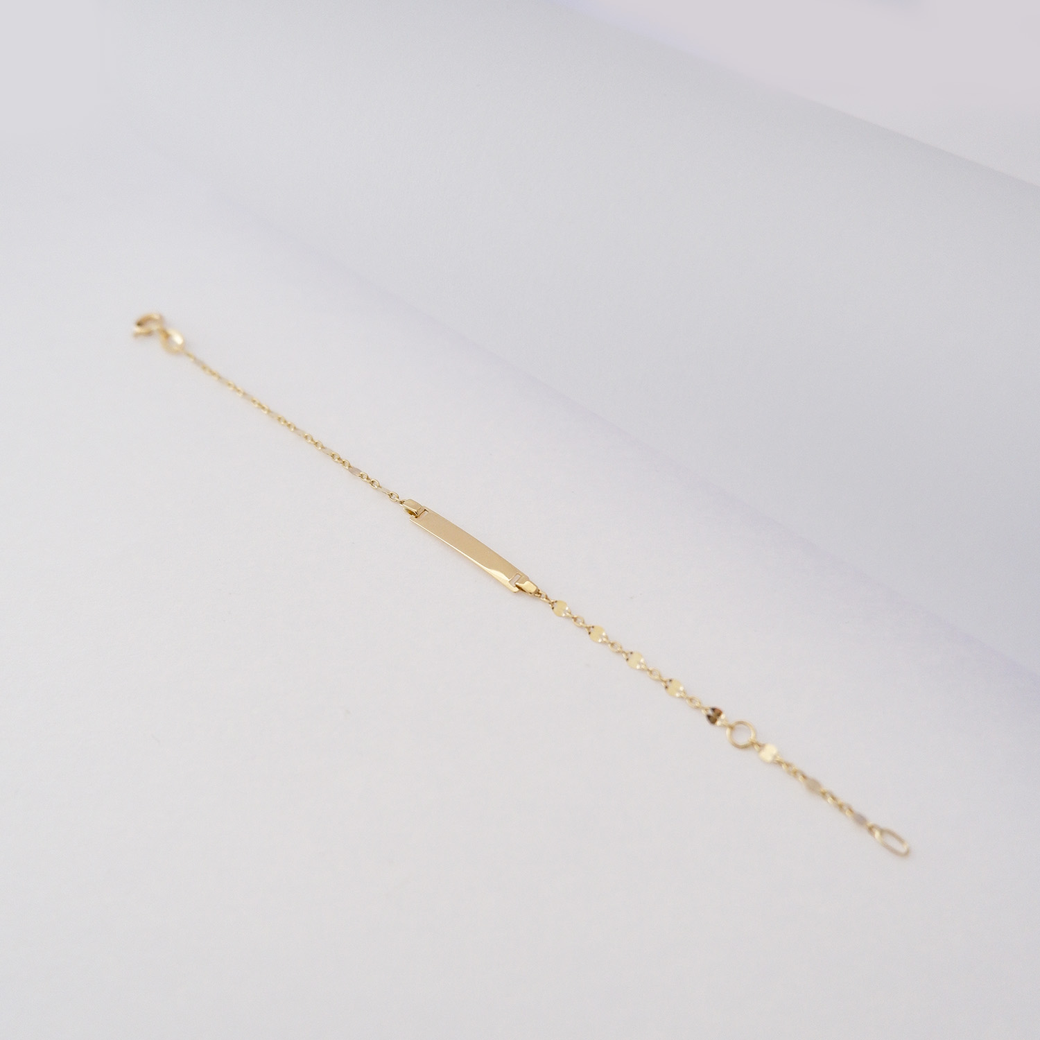 Bracciale Bimbo/a Targhetta Catena lavorata in oro 18kt