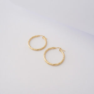 Orecchini a Cerchio in Oro Giallo 18Kt – Sottile Lavorato Grande