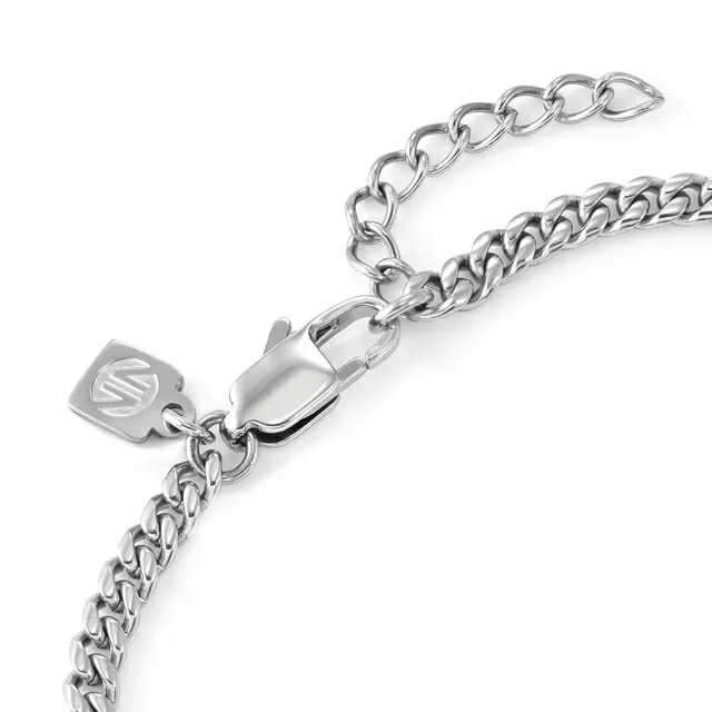 VIRTUS CODE Bracciale Catena Maglia Stretta con Diamante Nero - immagine 2