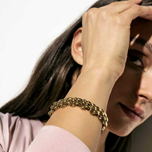 WEAR&STYLE Bracciale Maglia Lavorata Oro