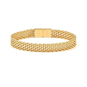 WEAR&STYLE Bracciale Maglia Piatta Oro
